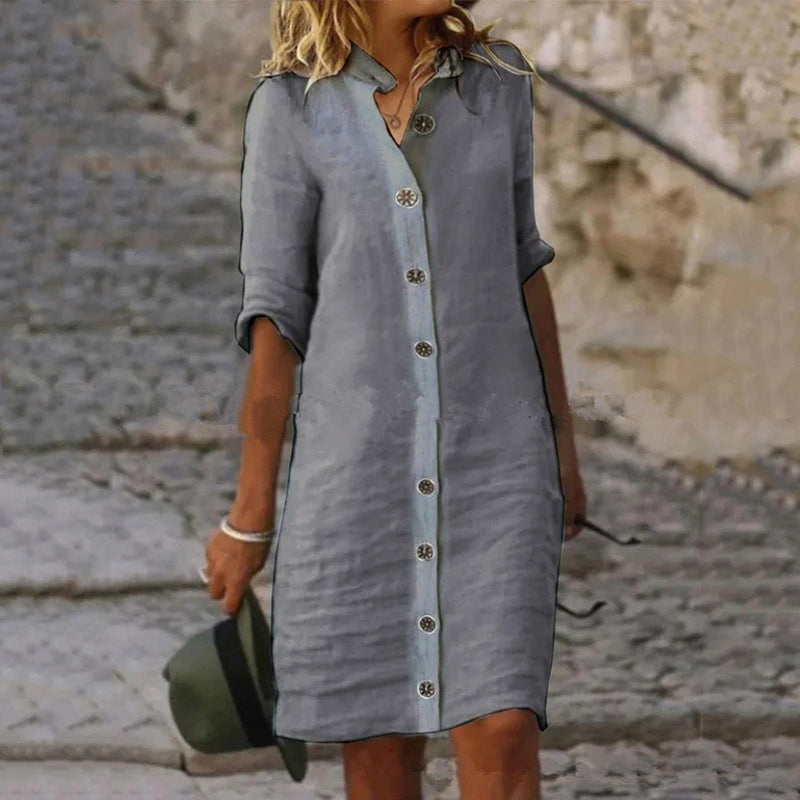 đNĆi minimalista, lĂ©gĂĄteresztĆ gombos ruha