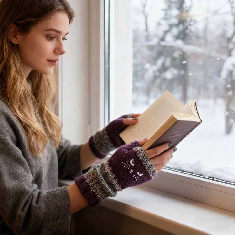 🐱 Cuki női kötött macskás kesztyű🧤🧶