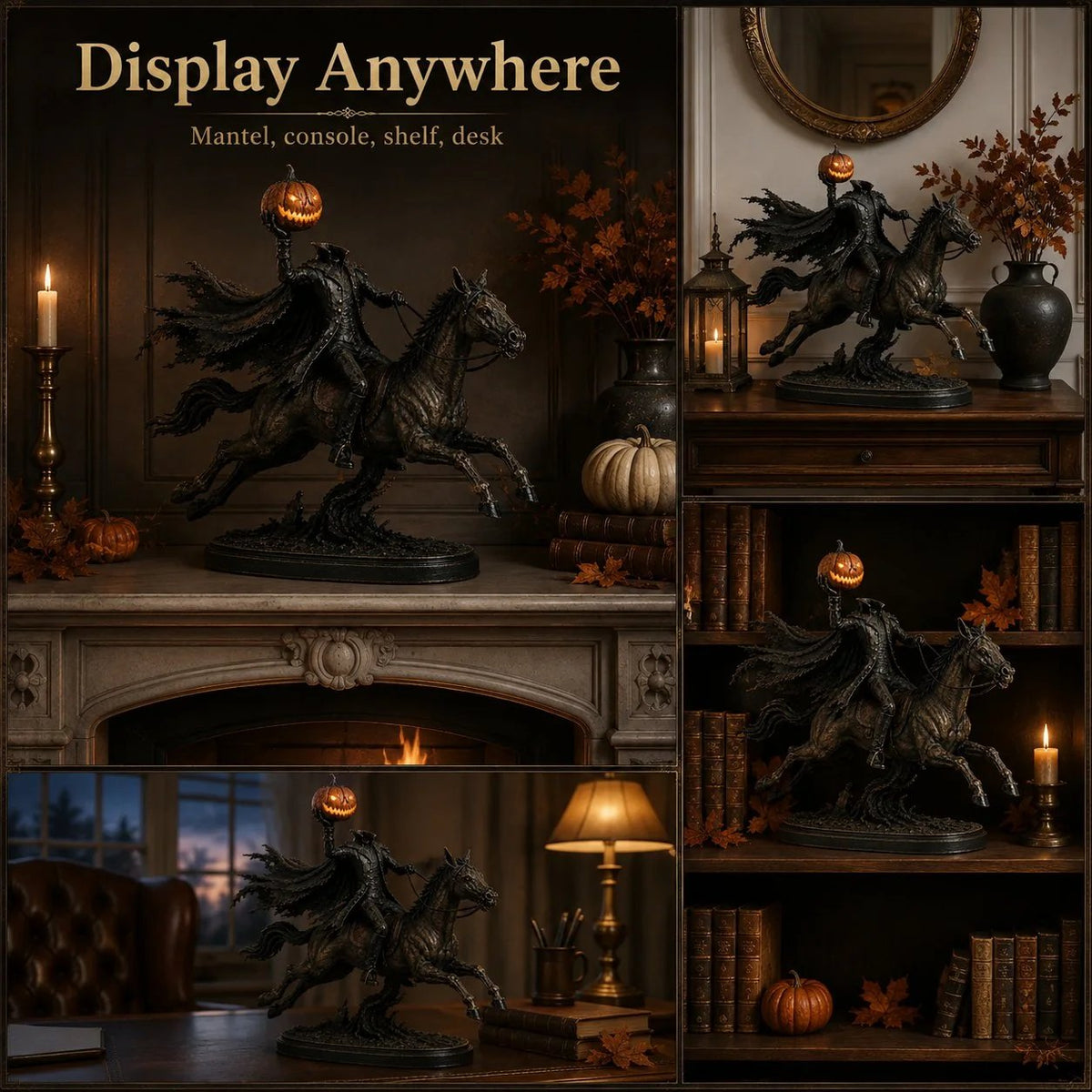 Éjféli Üldözés Fej Nélküli Lovas LED Figura – Halloween Dekoráció