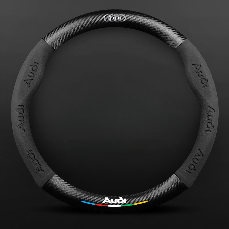 TrackVibe | Fekete karbon velúr kormánykerék borítás – Csúszásgátló és kopásálló