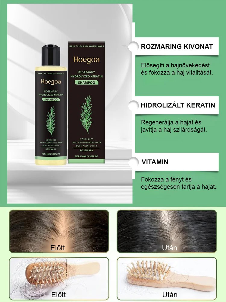 Minél kevesebb a haj, annál jobb a hatás: gyógynövényes esszenciával tápláló és helyreállító sampon.