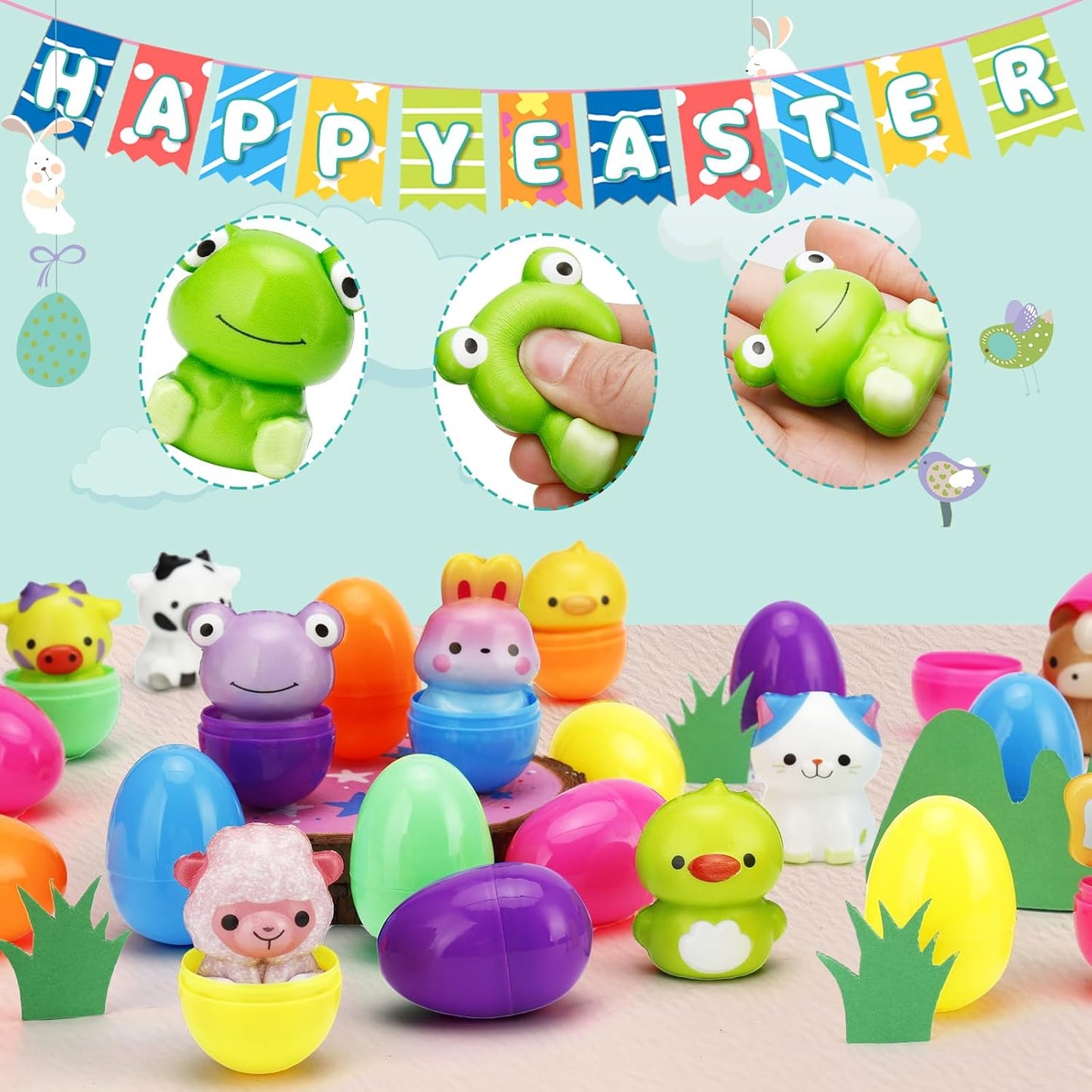 🎁12/24 DB Húsvéti tojás előretöltött, lassan kelő squishy játékok