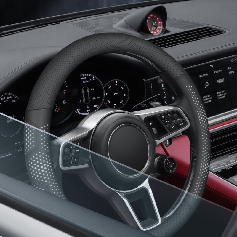 Ultravékony, légáteresztő, valódi bőr kormánykerékborítás csúszásgátló markolattal