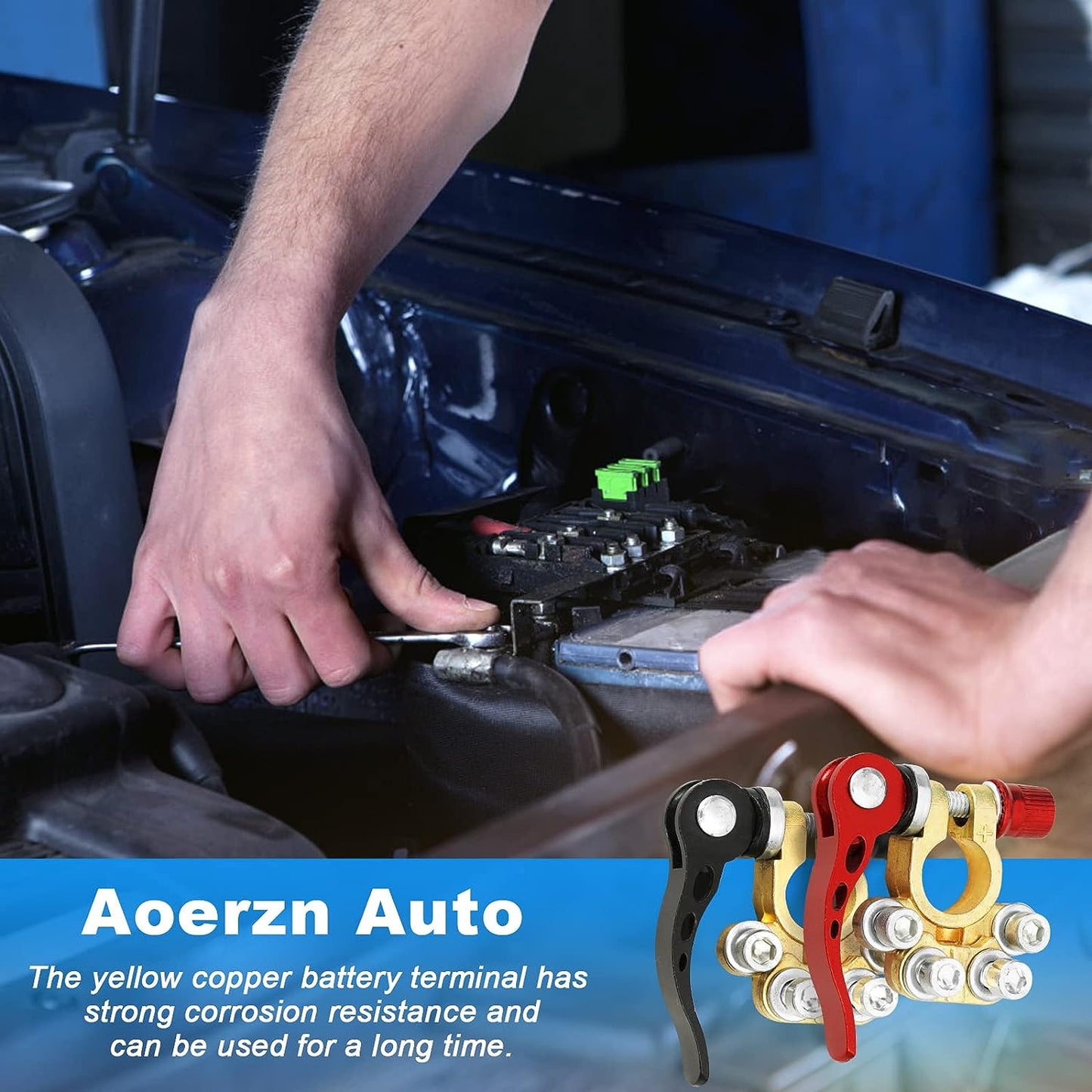 Gyorsan oldható autóakkumulátor-csatlakozó vastagított sárgaréz fejjel