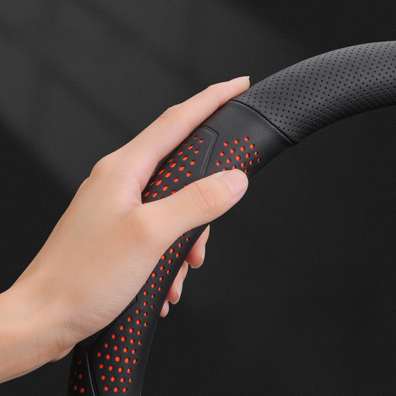 Ultravékony, légáteresztő, valódi bőr kormánykerékborítás csúszásgátló markolattal