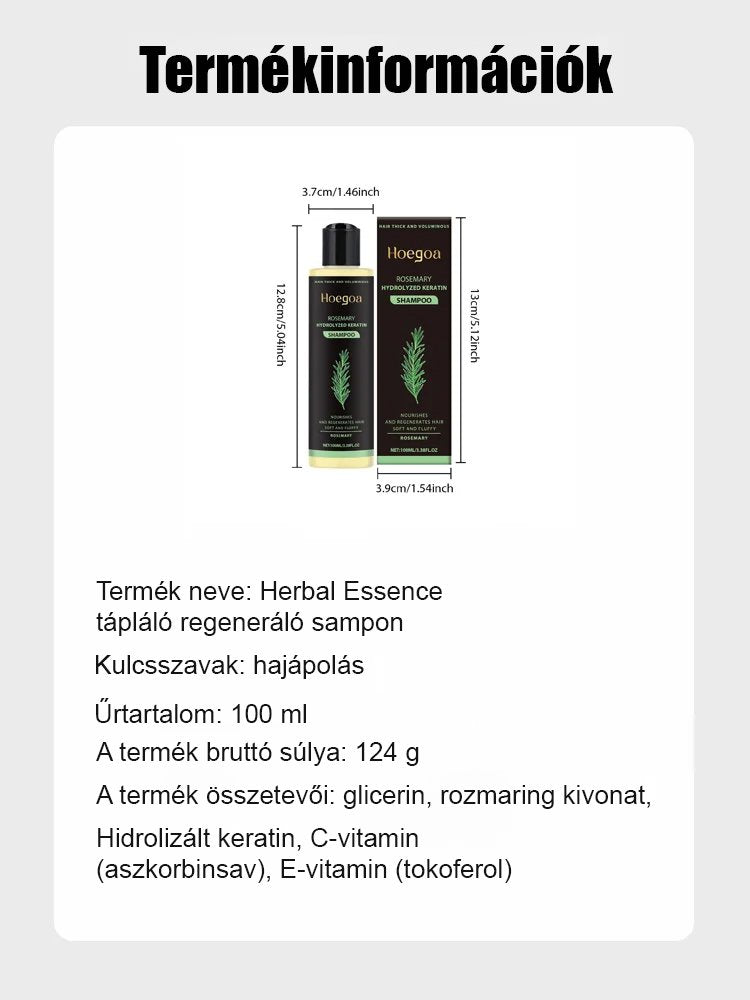 Minél kevesebb a haj, annál jobb a hatás: gyógynövényes esszenciával tápláló és helyreállító sampon.