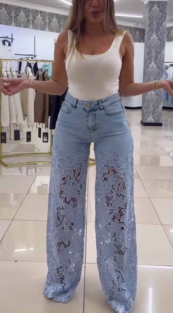 Elegáns női csipkefarmer