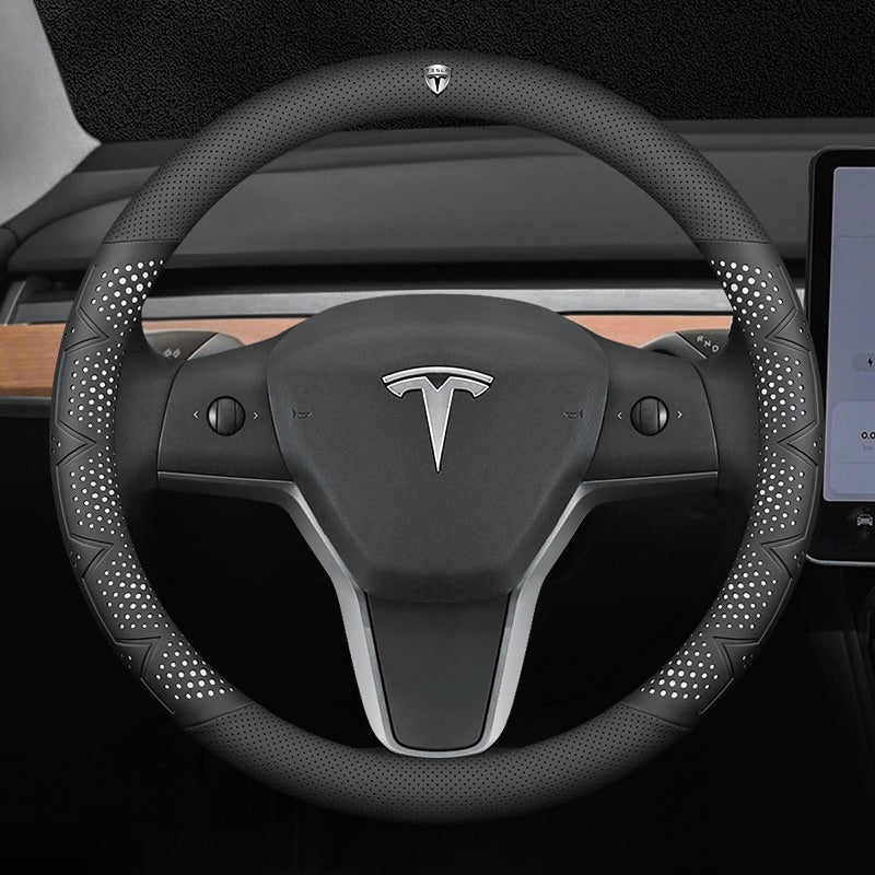 Ultravékony, légáteresztő, valódi bőr kormánykerékborítás csúszásgátló markolattal