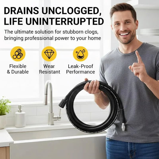 💧 Háromrétegű, törésálló tömlő – PVC és rozsdamentes acél. Univerzális csatlakozó, egyszerű telepítés. Tökéletes intenzív tisztításhoz! 🚿🔧