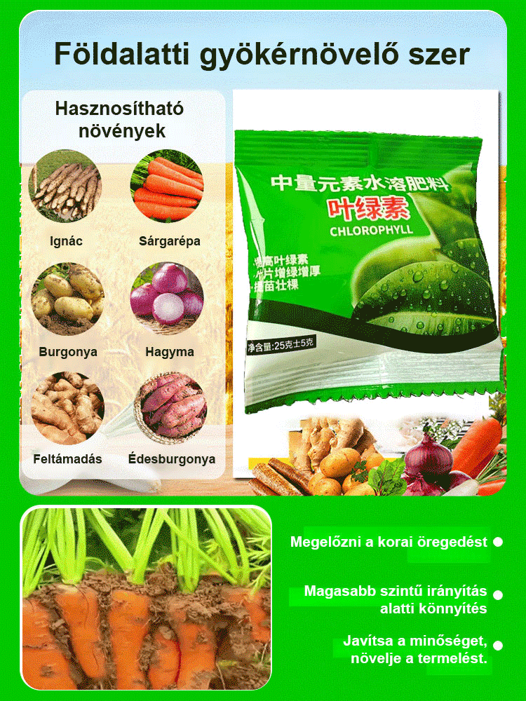 【Zöldtömeg-növelő】 Vízoldékony klorofill-tápoldat