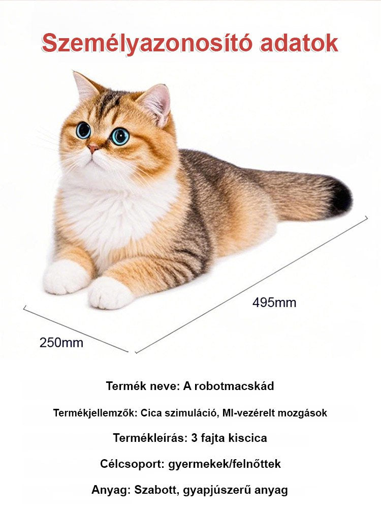 Kölyökmacska szimuláció rövid plüss baba