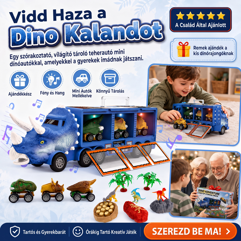 🦖Interaktív dinoszaurusz szállító játékautó