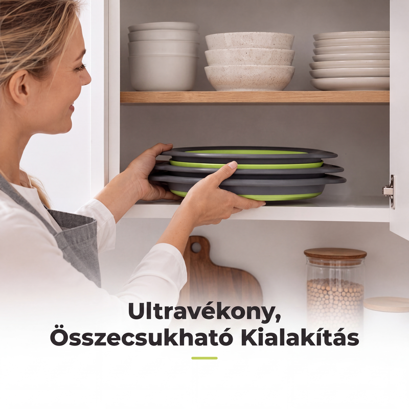 🍲 3 rétegű összehajtható szűrő – Leeresztő talppal, helytakarékos 📦