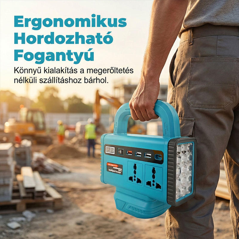 🔌 Hordozható teljesítményinverter LED munkalámpával
