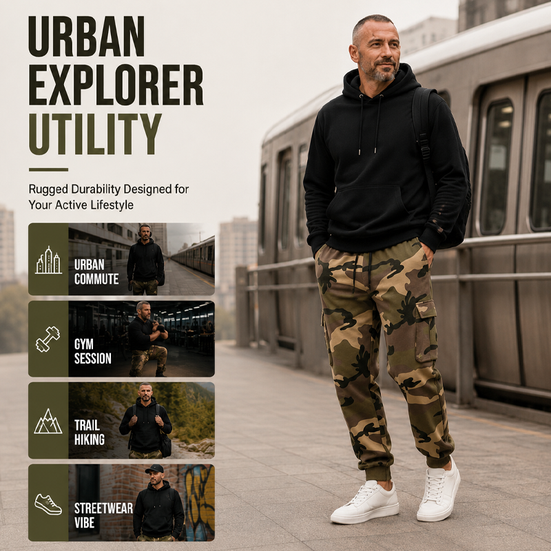 👖 Férfi mintás cargo nadrág húzózsinórral – Bő szabású & utilitárius stílus 🌿