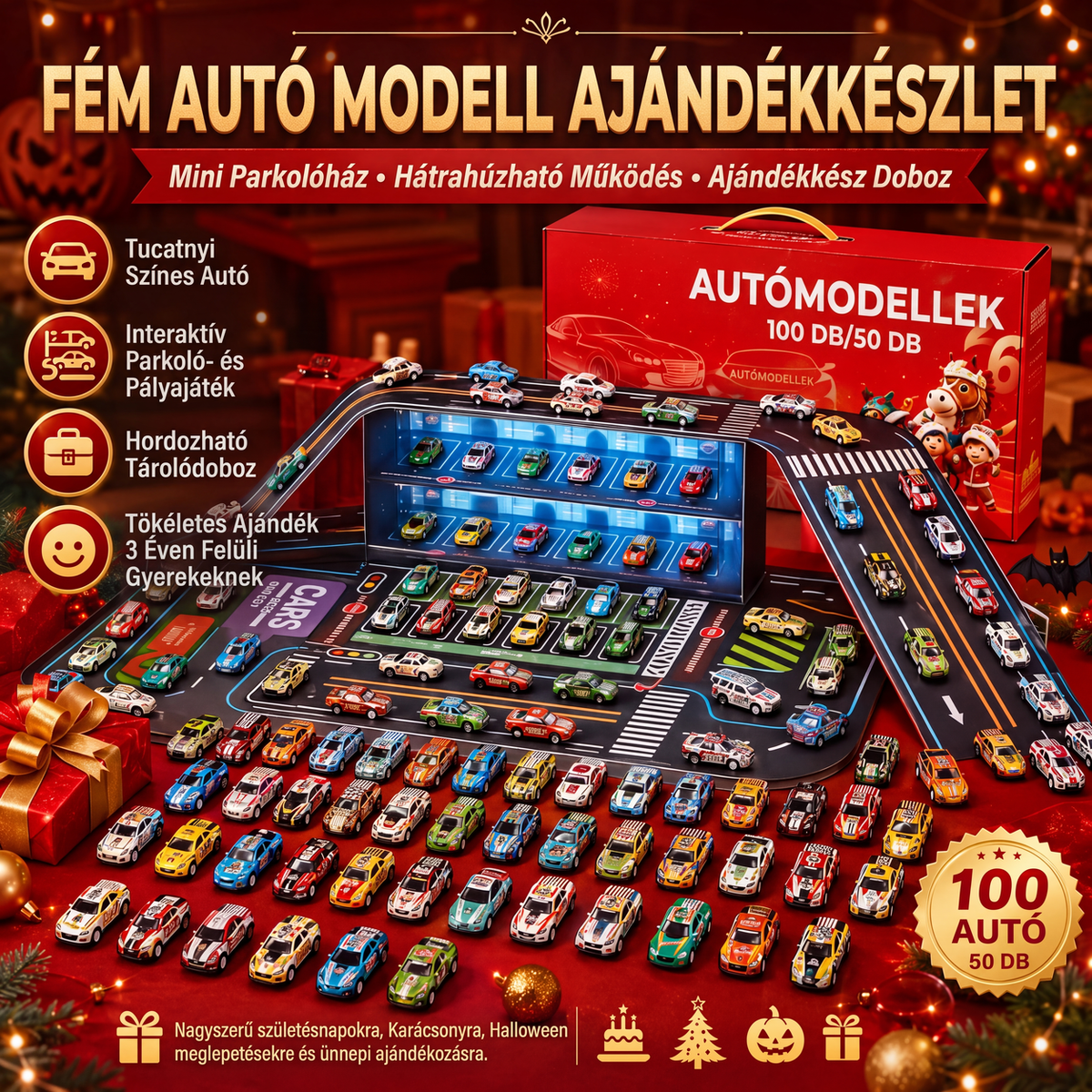 🚗 50% kedvezmény🏁Összecsukható játékautó-garázs játszókészlet
