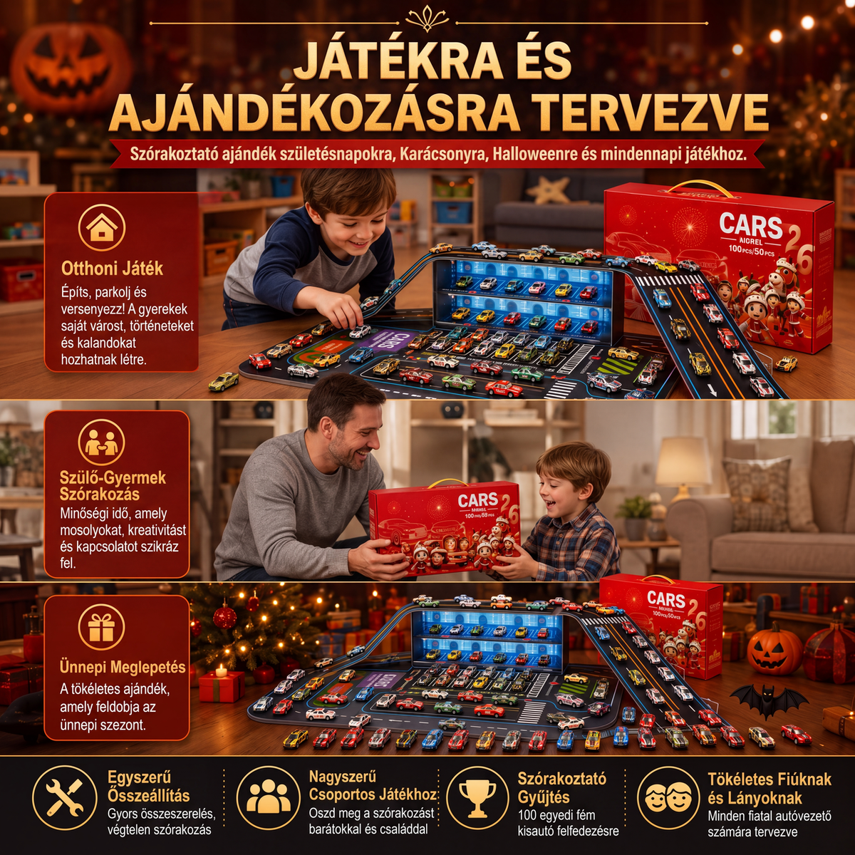 🚗 50% kedvezmény🏁Összecsukható játékautó-garázs játszókészlet