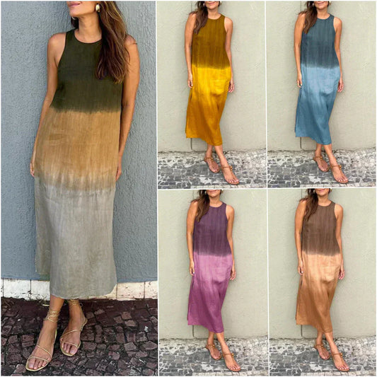 🌸Hosszú ujjú pamut és len ruha nyakkendős szabással