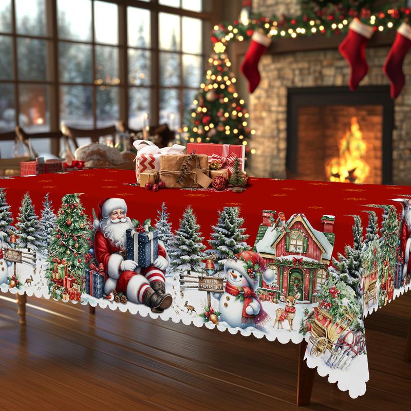 Prémium karácsonyi terítő – bájos Mikulás és rénszarvas motívum az örömteli családi pillanatokhoz