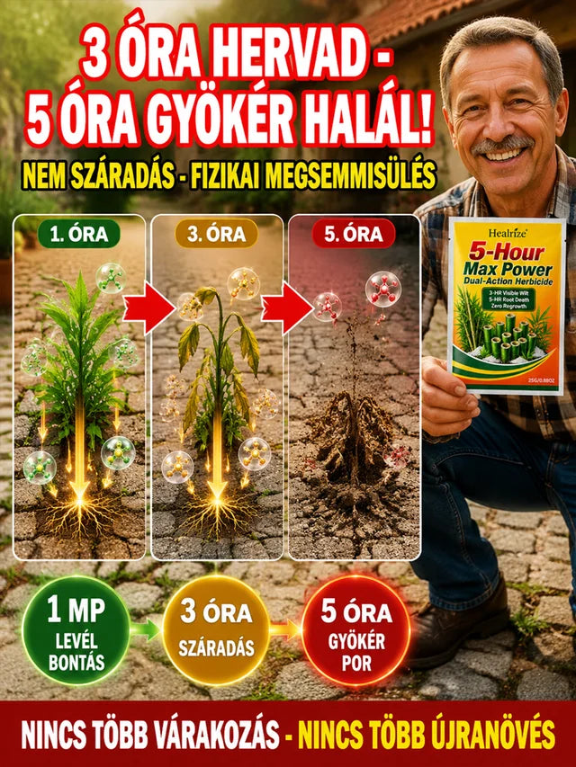 5 órás Kaszás · nanoméretű, maradékmentes gyomirtó granulátum