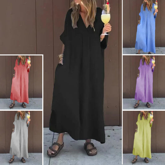 【S-4XL】💖Alkalmi, lendületes, V-nyakú női ruha