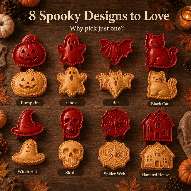 🎃 8 darabos halloweeni mini kézi piteforma-készlet