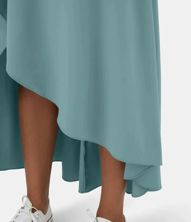 2 -ből 1 szoknya Gyors száraz, alkalmi midi, magas derékkal és alacsony fodorral