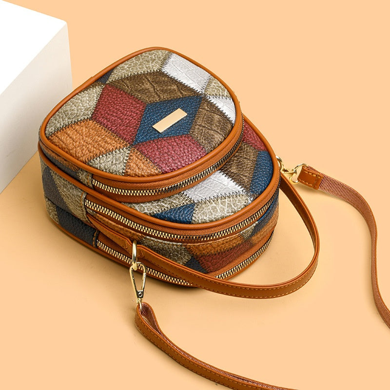 Női vintage geometrikus mintás crossbody táska