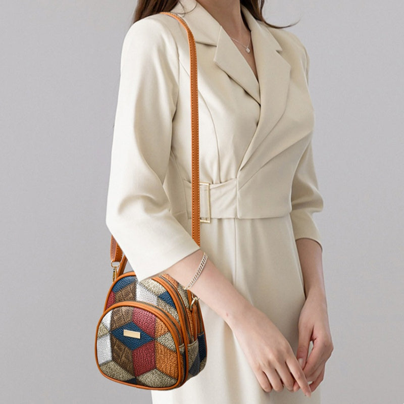 Női vintage geometrikus mintás crossbody táska