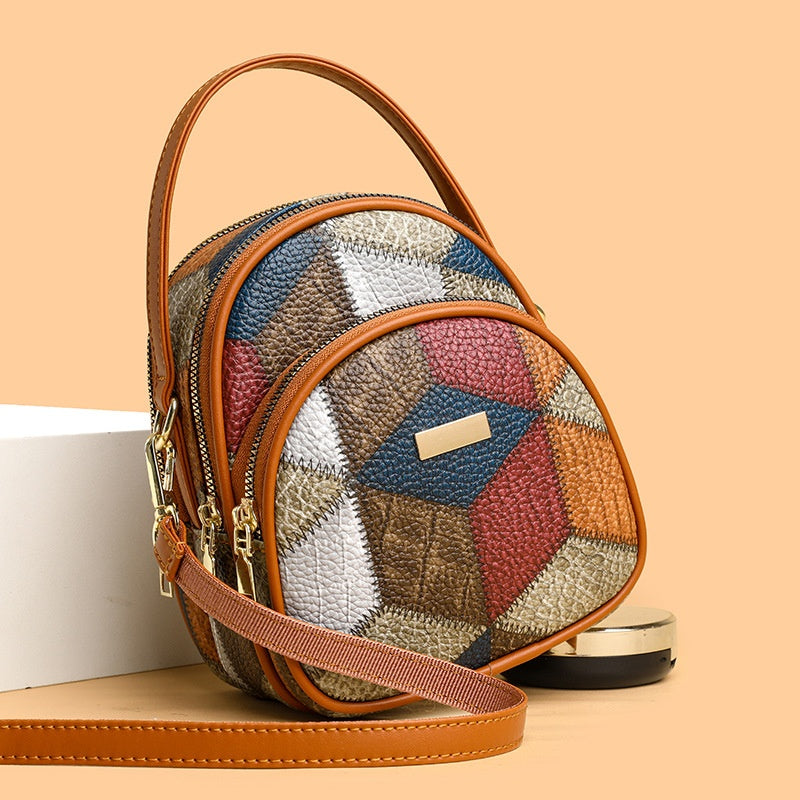 Női vintage geometrikus mintás crossbody táska
