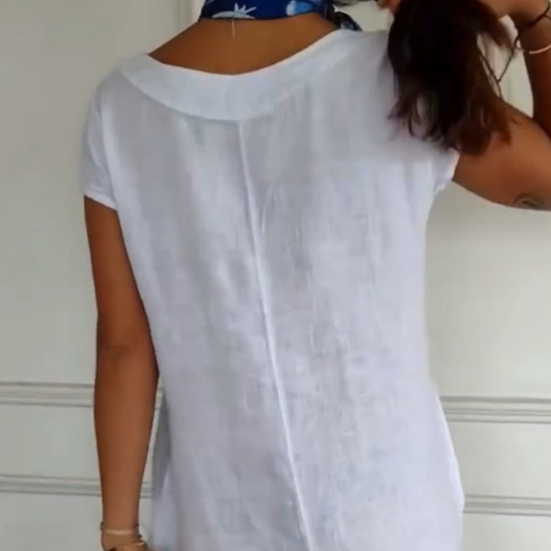 Újdonság 2025-ben! 🔥Női vászonruha kerek nyakkivágással, rövid ujjal