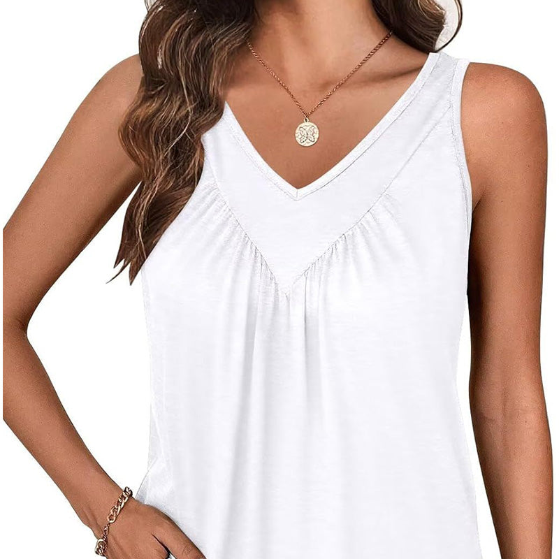👚Női ujjatlan V-nyakú póló