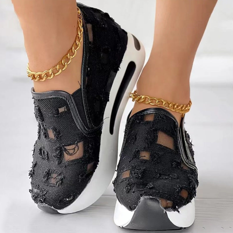 Canvas Mesh vastag aljú női szandálok