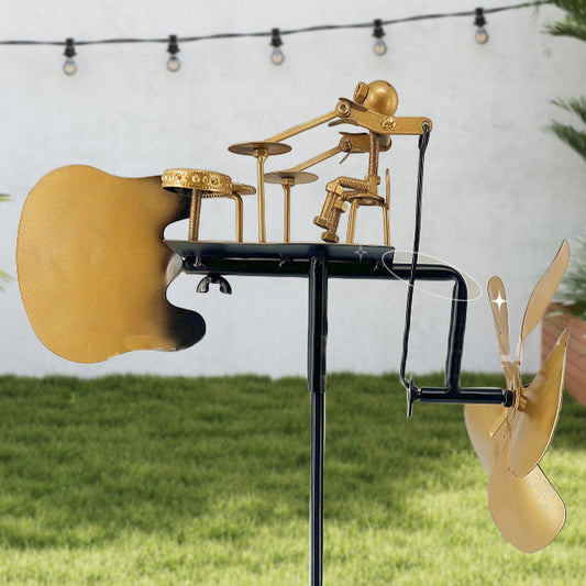 Kézzel készített fém szélmalom dobbal - talajdíszítéssel