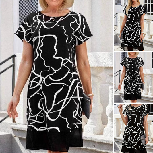 🎁🌸Rövid ujjú, kerek nyakú ruha