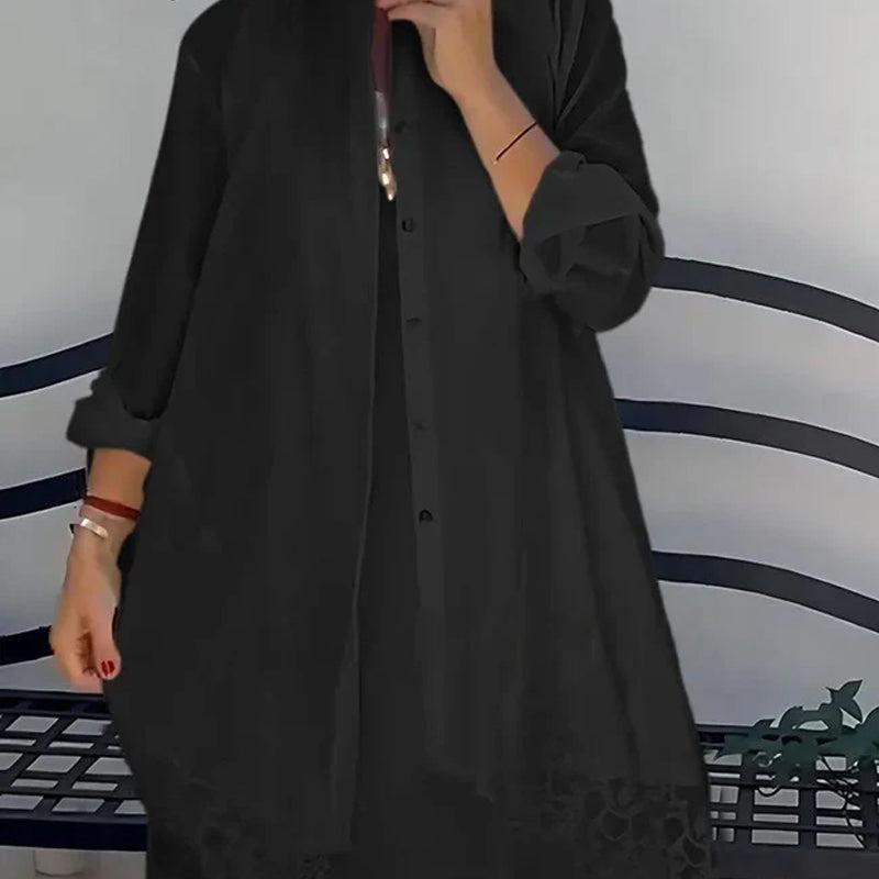 🌸🎗️Női ujjatlan ruha és csipkés pulóver