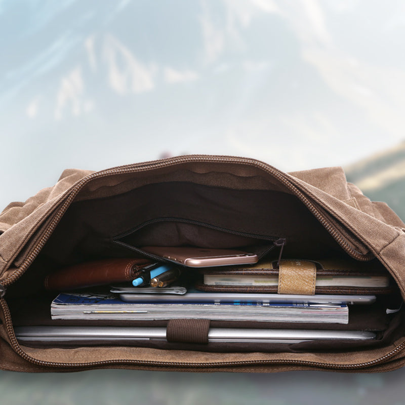 Férfi nagy kapacitású vászon válltáska