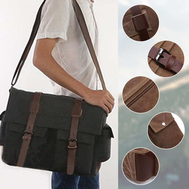 Férfi nagy kapacitású vászon válltáska