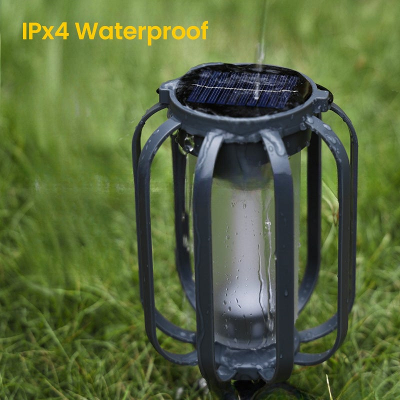 IPX65 besorolású kültéri napelemes kempinglámpa