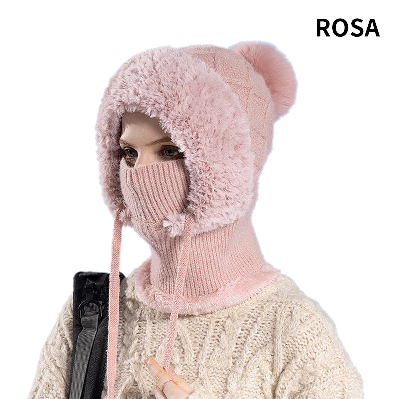 🔥Új ajánlat – stílusos, vastag kötött téli sapka – meleg arcvédővel és sállal