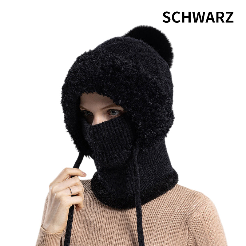 🔥Új ajánlat – stílusos, vastag kötött téli sapka – meleg arcvédővel és sállal