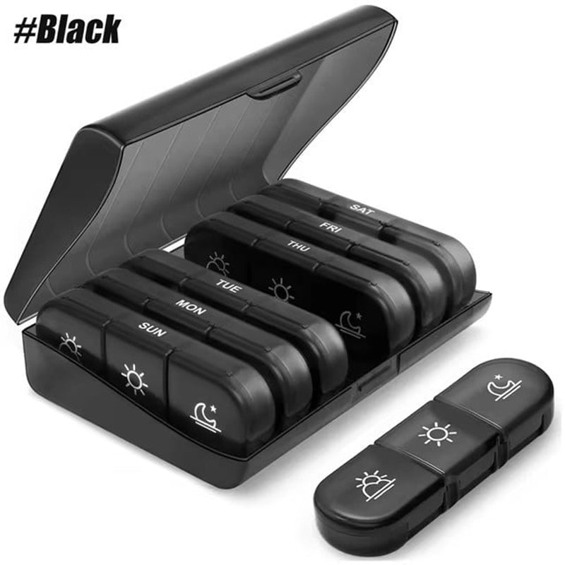 🧳 7 napos utazási tablettatartó – Könnyű, kivehető rekeszekkel