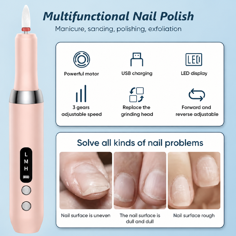 💅🔋 Vezeték nélküli elektromos manikűr töltőállvánnyal – élvezd a professzionális manikűrt otthon! | Hordozható, újratölthető, bármikor használható ✨