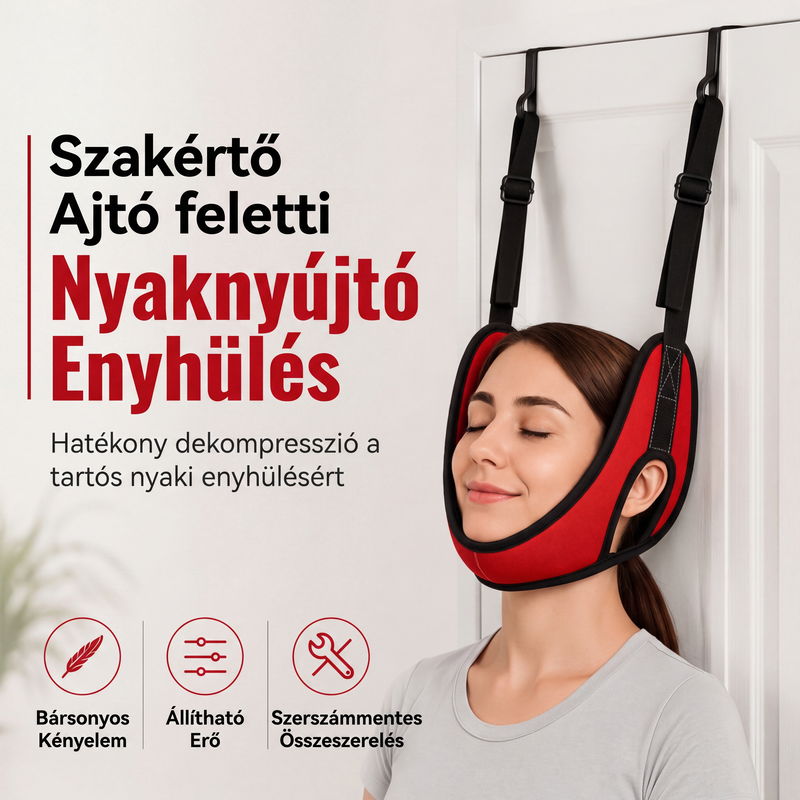 💆‍♀️A nyaki fájdalom enyhítésére szolgáló, ajtóra szerelhető, állítható nyaknyújtó🧘