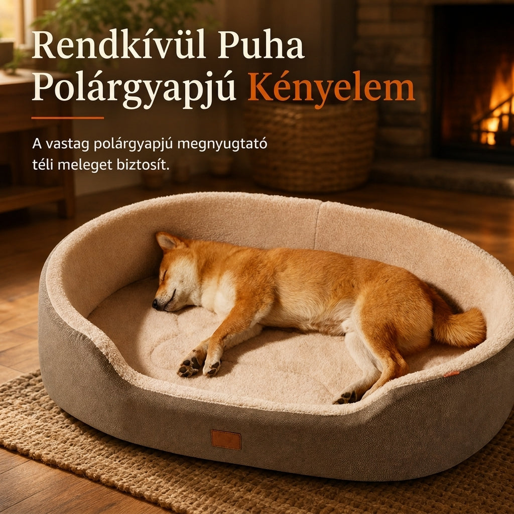 🐱 Ovális kisállatágy cserélhető huzattal – polár belső, oxford külső, kutyák és macskák számára✨