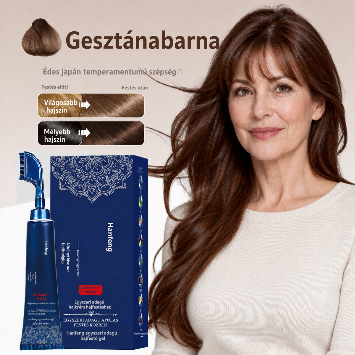🌿 Növényi alapú fésűs hajfesték – 95%-os ősz hajtakarás, ammóniamentes